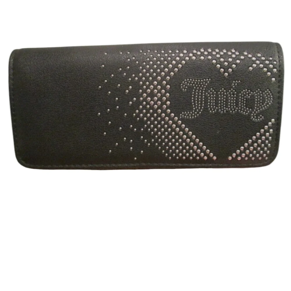 NWT Juicy Couture Black Wallet with Heart Design and silver studs